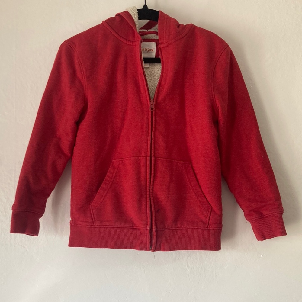 Cat & Jack Sherpa Lined Fleece Hoodie Zip-Up Sweatshirt hoodie red small 6/7